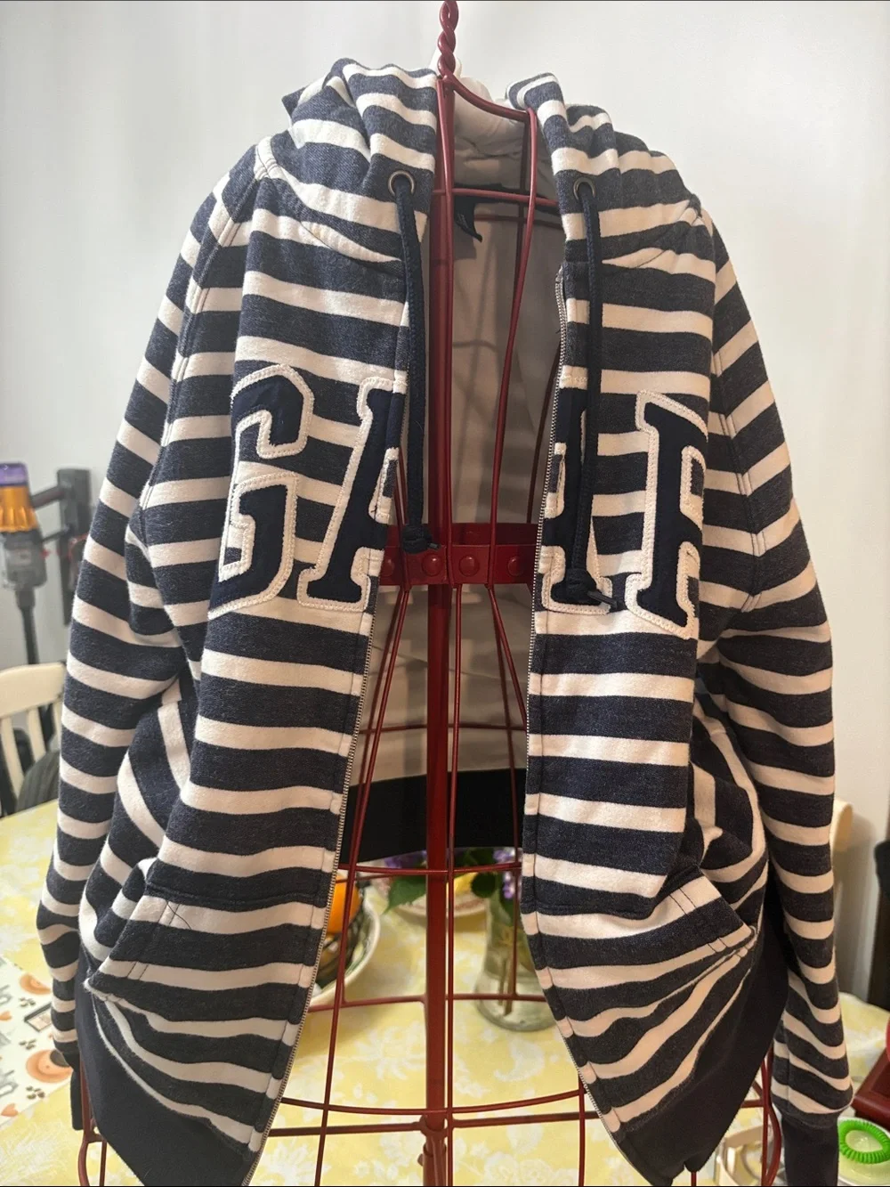 GAP Kids Striped Hoodie Jacket in Navy and Cream